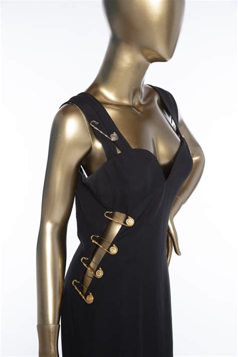 versace safety pin asymmetric dress|gianni versace safety pin dress.